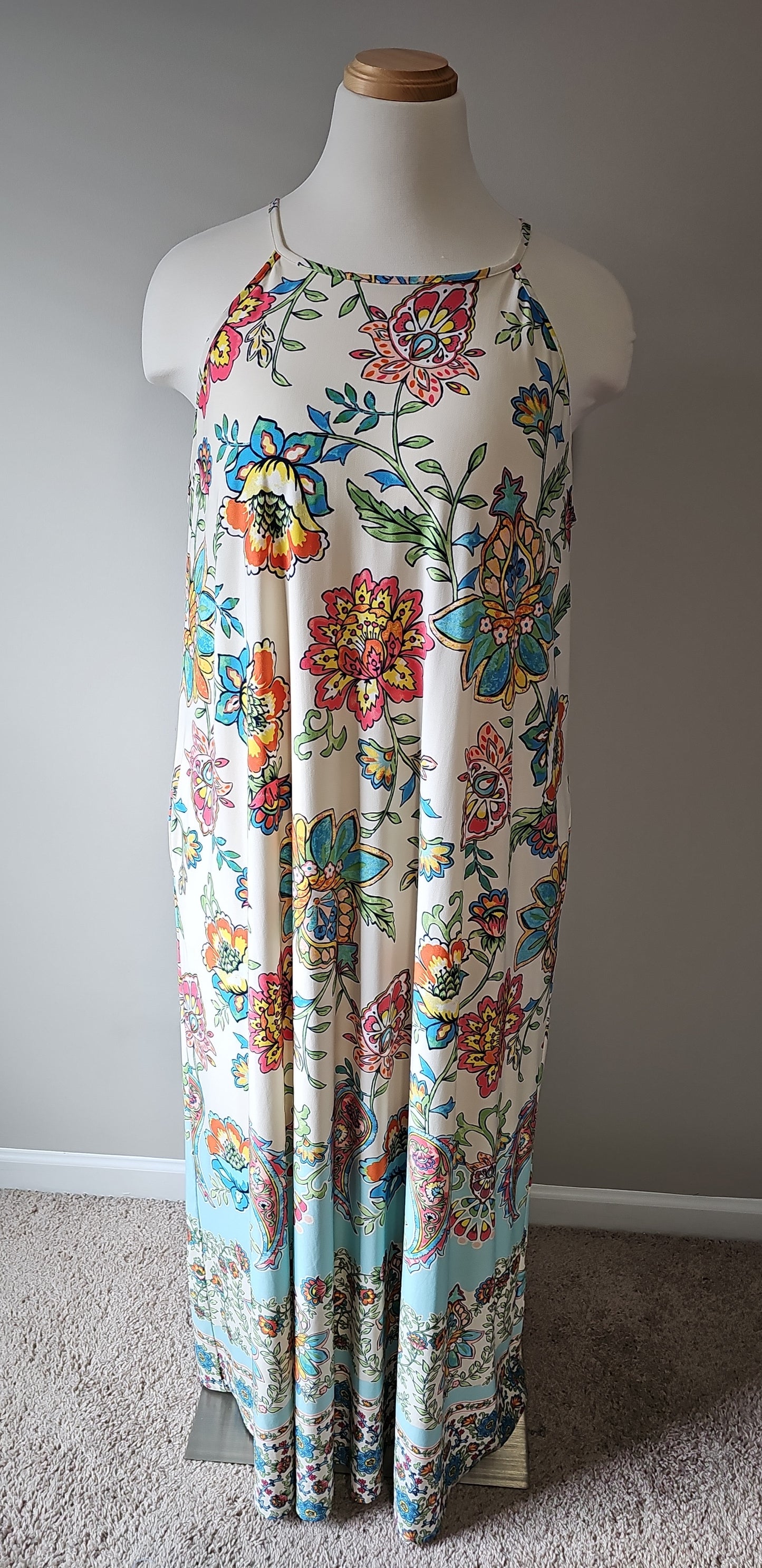 Cato Floral Maxi Colorful Boho Sleeveless Dress Size (26/28W) 3X