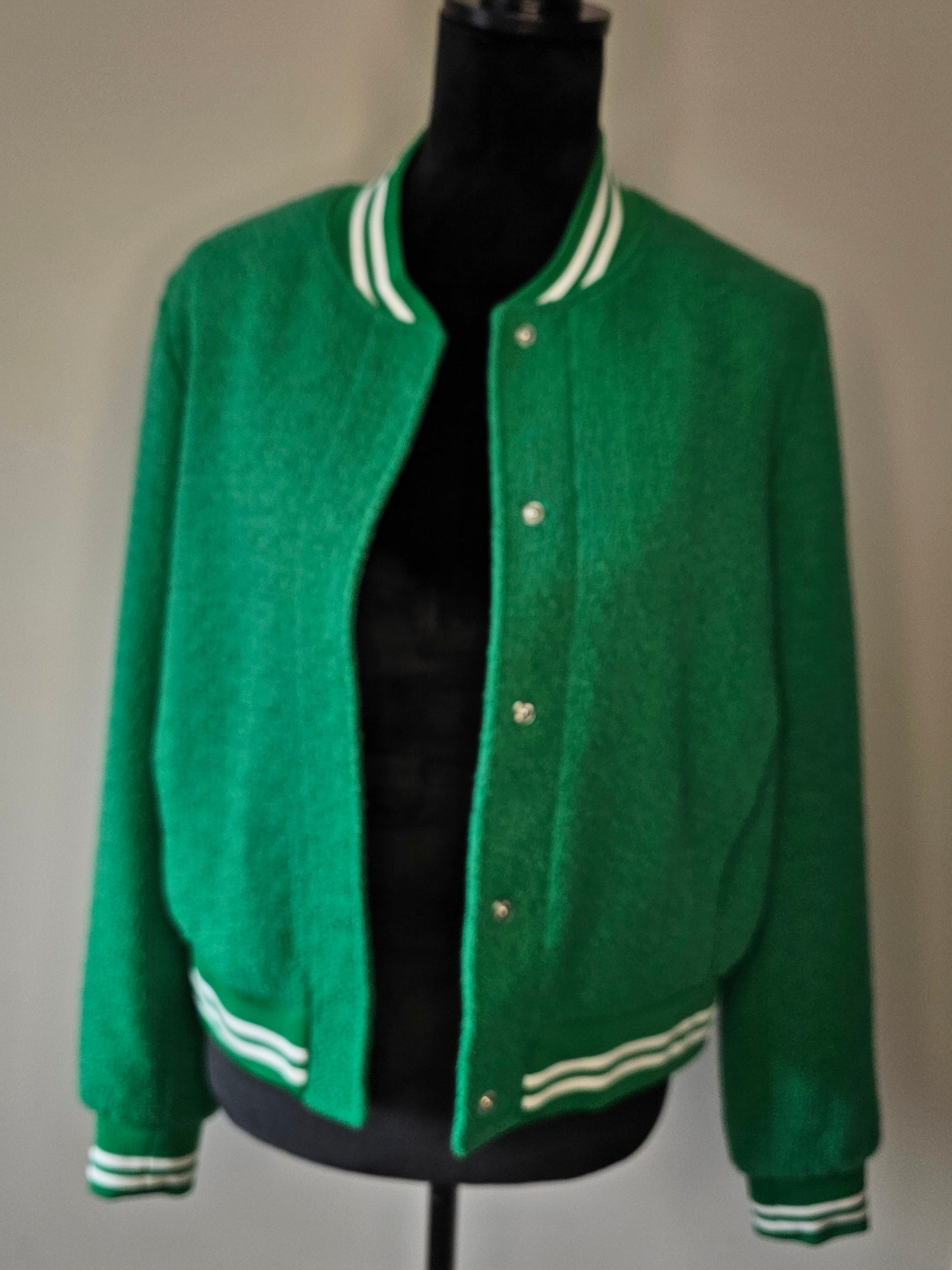 Nanette Lepore Emerald Tweed Luxe Bomber Jacket with Pockets|Size 8 Medium