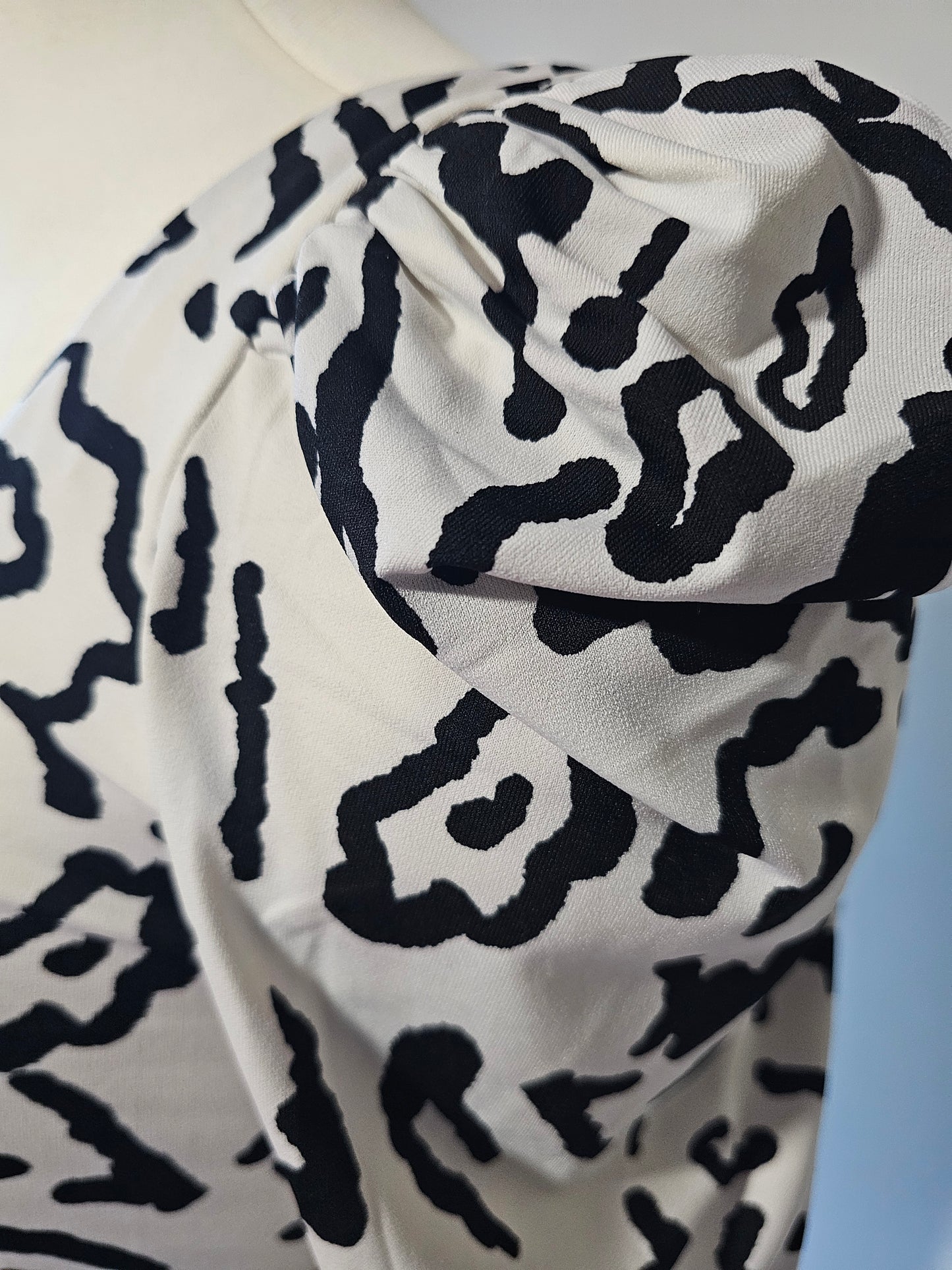 Eloquii Black White Animal Print Dress | Puff Sleeve Stretch Midi Size 16 XLarge
