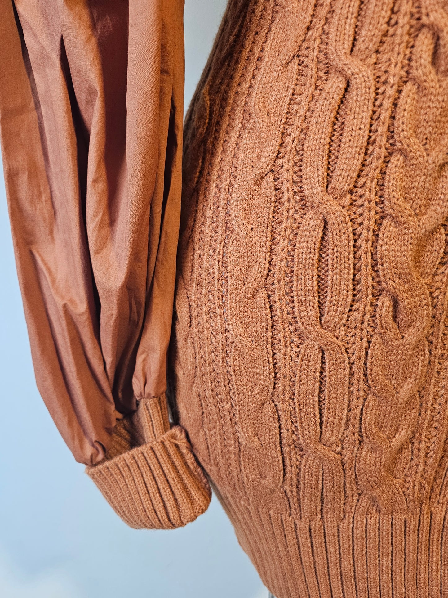 Fashion Nova Cable Knit Sweater Dress |Rust Puff Sleeve Stretch Mini| Size 2X
