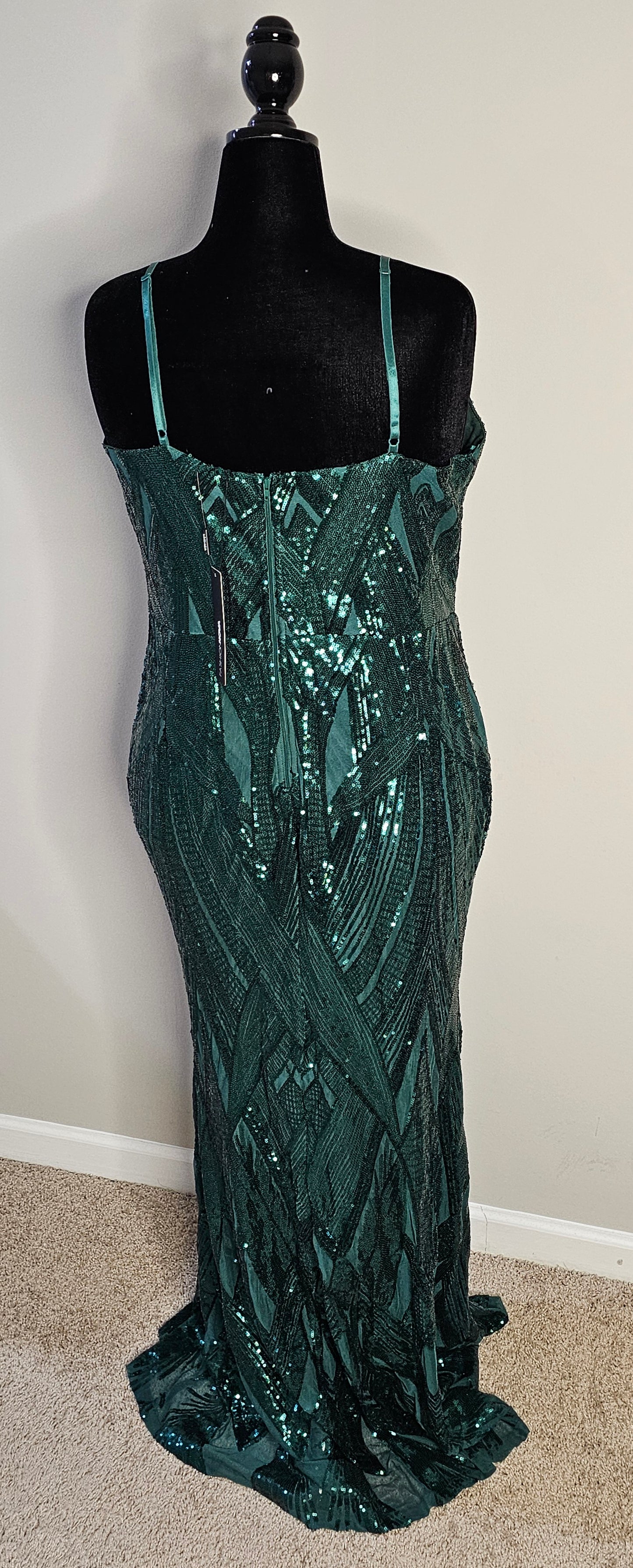 Fashion Nova Emerald Sequin Maxi Dress Size 3X