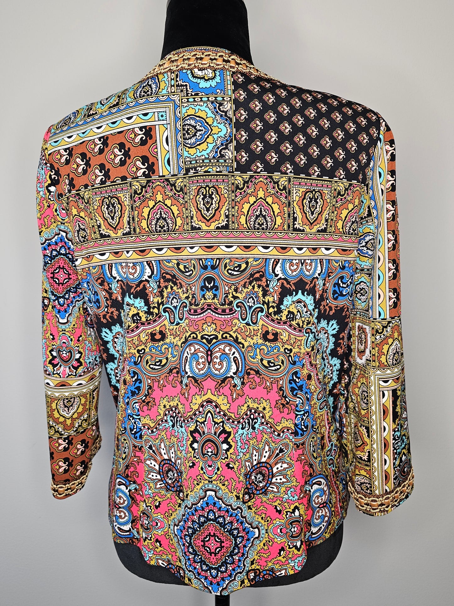 Peck & Peck Paisley Patchwork Jacket | Multicolor Statement Blazer| Size 8 Medium