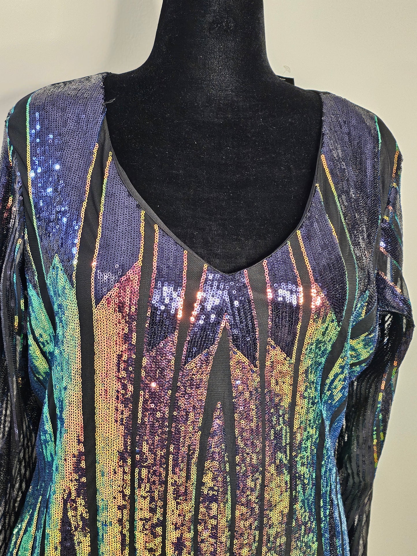 Ashley Stewart Sequin V-Neck Midi Dress |Size 14/16 XLarge