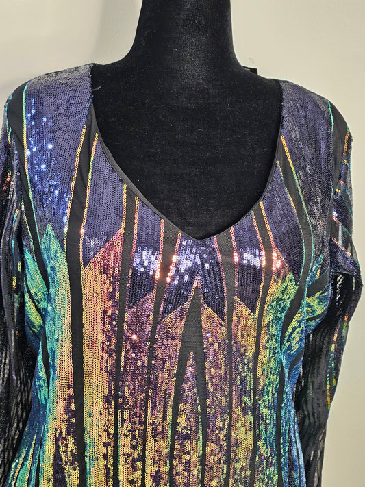 Ashley Stewart Sequin V-Neck Midi Dress |Size 14/16 XLarge