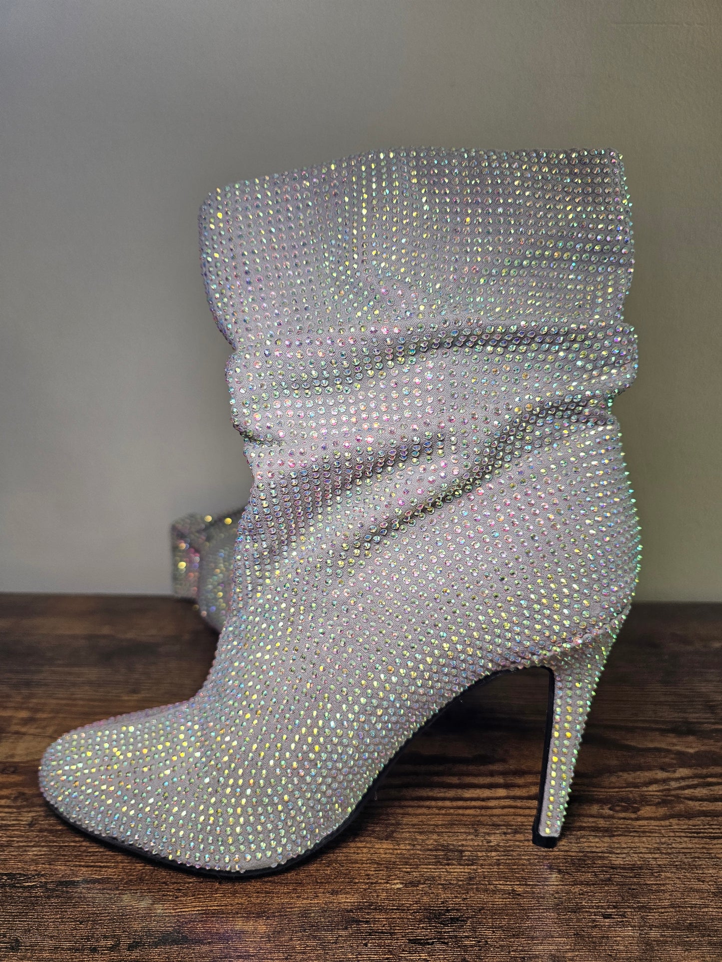 Nine West Rhinestone Slouch Ankle Boots Size 10 | Crystal Stiletto Heel Booties