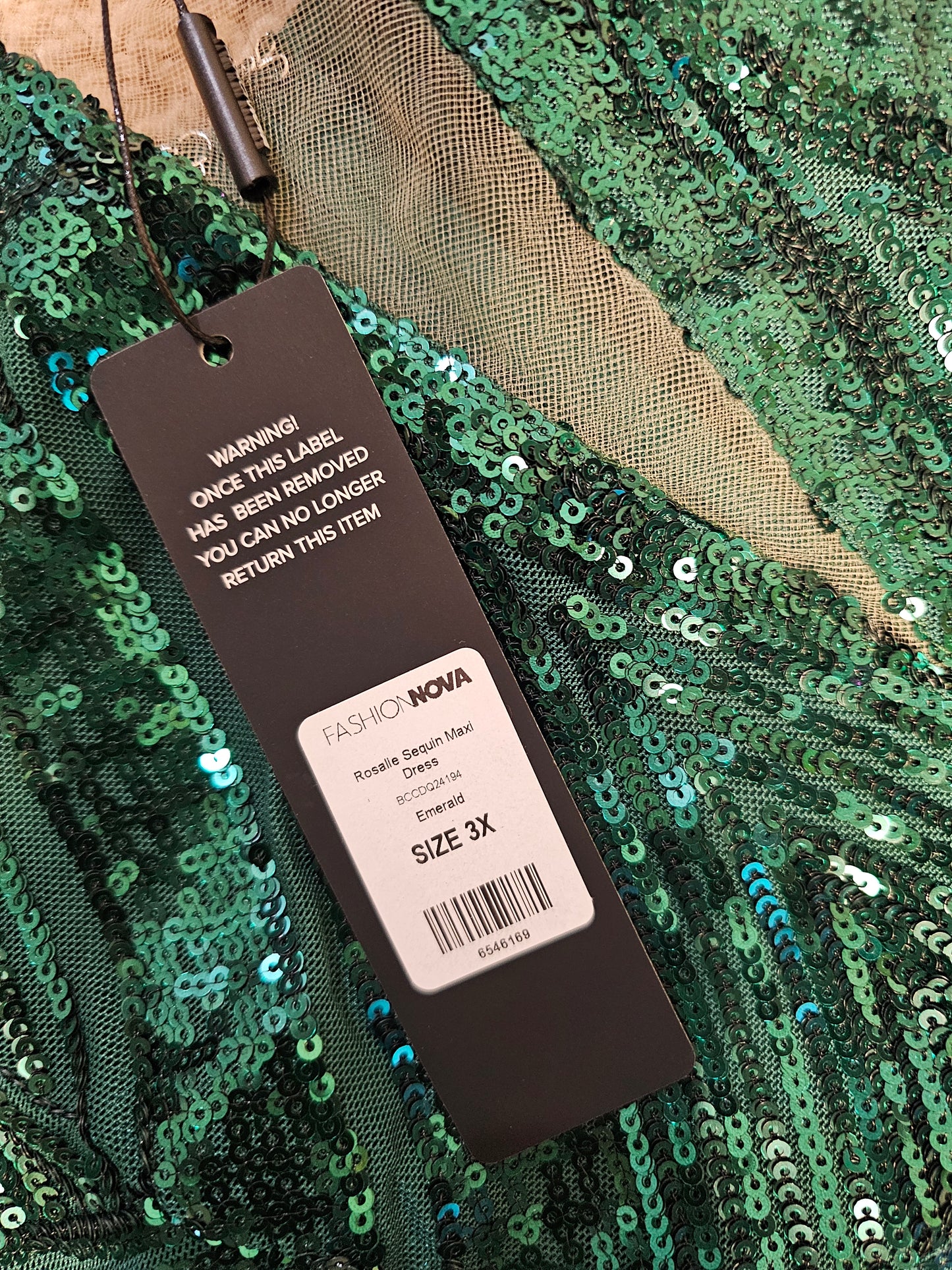 Fashion Nova Emerald Sequin Maxi Dress Size 3X