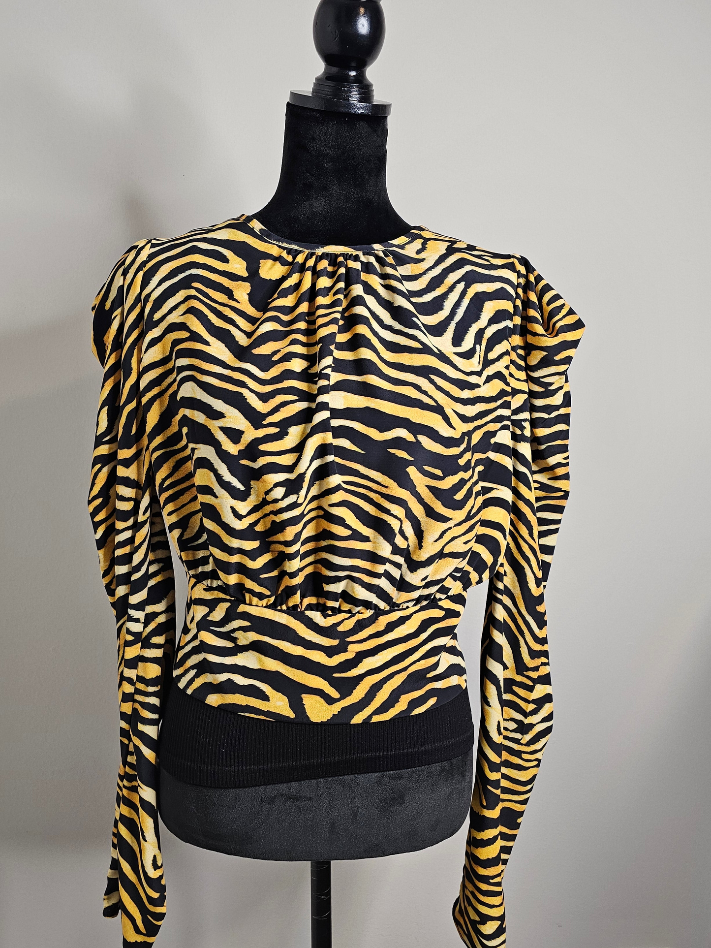 ASOS Design Zebra Print Open Back Top  Statement Blouse Size 10 Medium