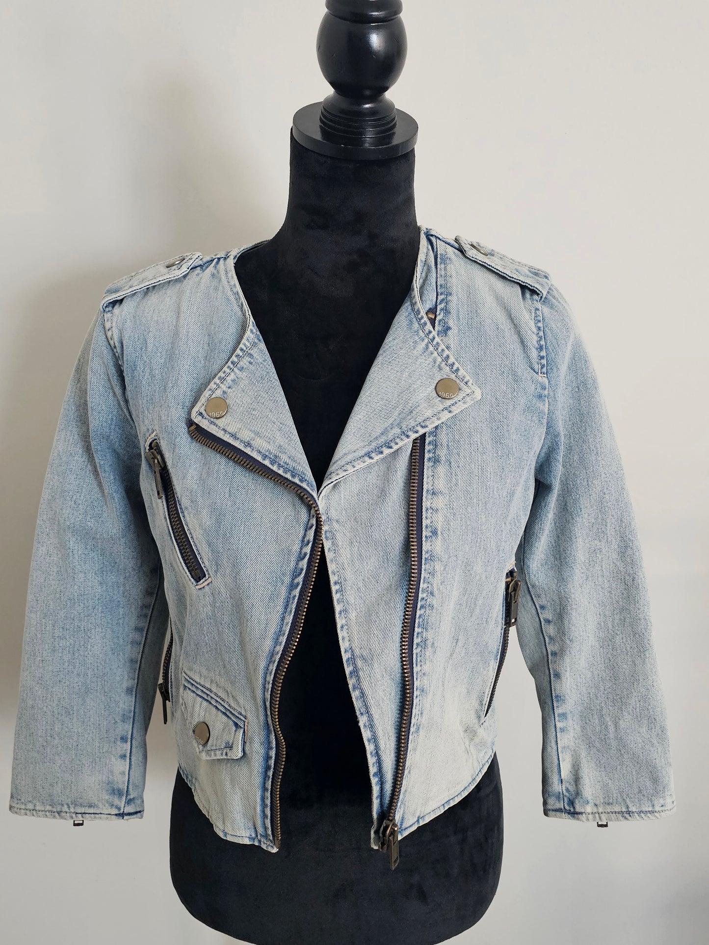 Gap 1969 Cropped Moto Denim Jacket | Size Small