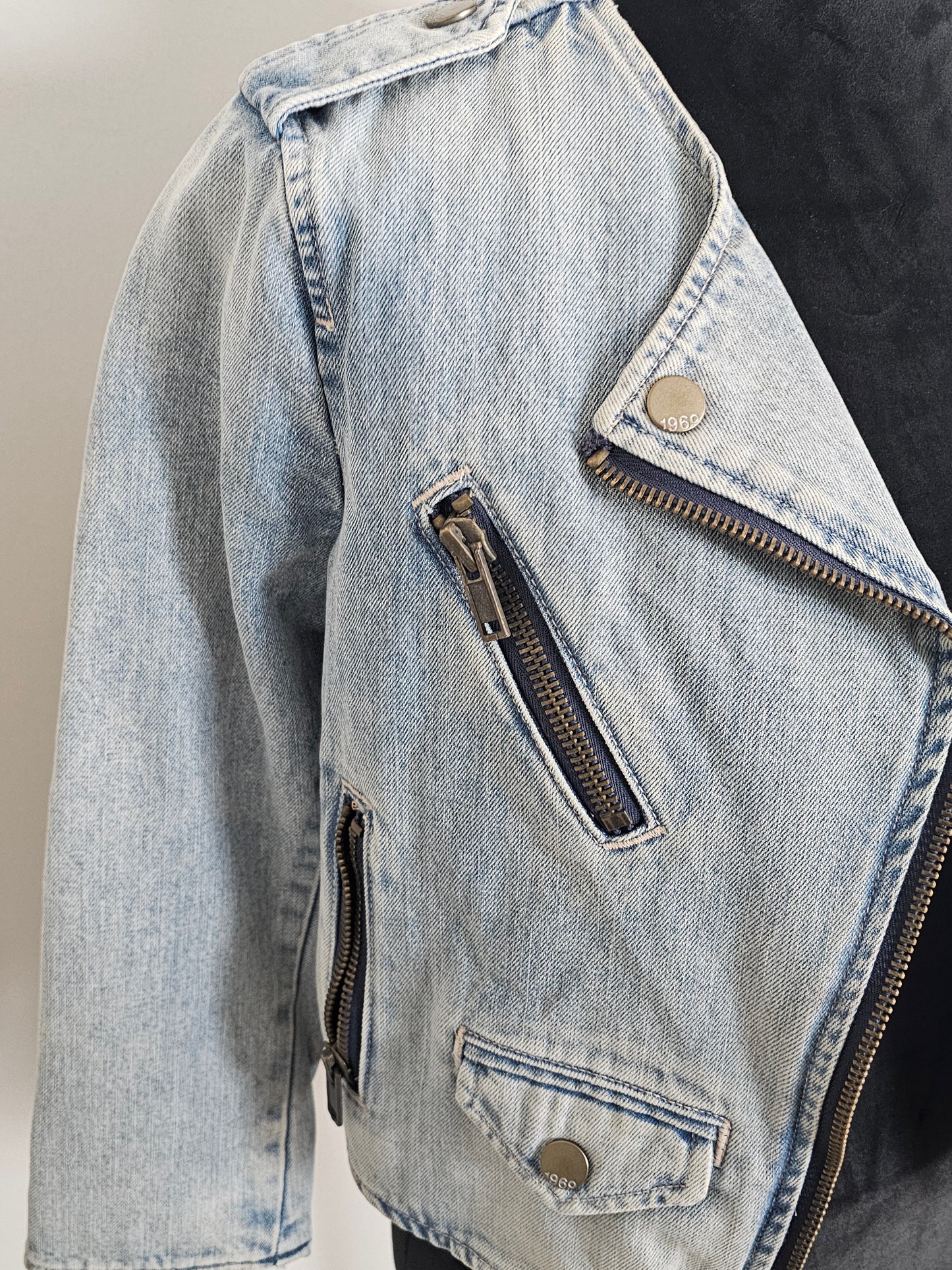 Gap 1969 Cropped Moto Denim Jacket | Size Small